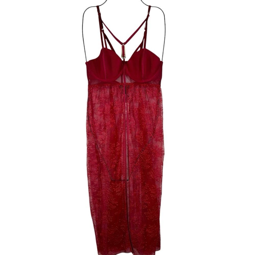 NWT Victoria’s Secret Red Lace Babydoll Camisole Caged Valentines Nighty 36C - Picture 1 of 7